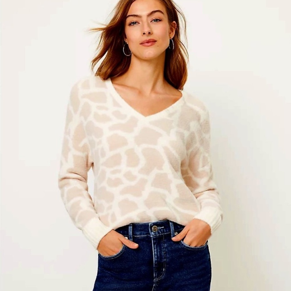 *3 FOR 30* Loft V Neck Animal Print Sweater Size XS